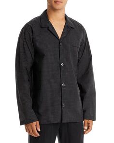 Пижамная рубашка на пуговицах из хлопка в клетку Polo Ralph Lauren, цвет Black