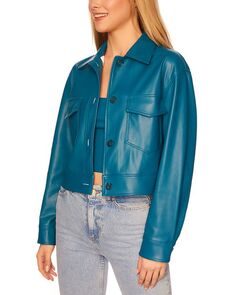 Укороченная куртка из искусственной кожи Susana Moncao Susana Monaco, цвет Blue