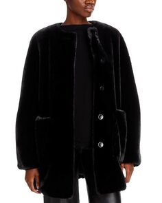 Пальто Пенелопа из искусственного меха Proenza Schouler White Label, цвет Black