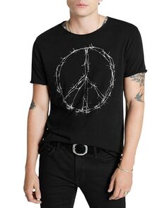 Хлопковая футболка Peace с принтом Barbwire Peace John Varvatos, цвет Black