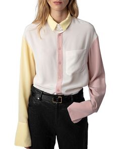 Шелковая рубашка Tyrone с цветными блоками Zadig &amp; Voltaire, цвет Pink