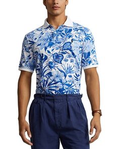 Классическая рубашка-поло с принтом и принтом Polo Ralph Lauren, цвет Blue