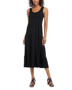 Многоярусное платье миди для миниатюрных размеров Karen Kane, цвет Black