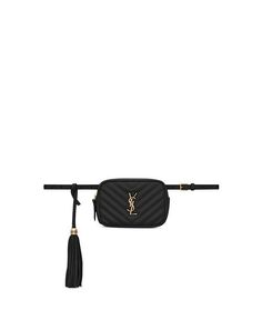 Стеганая кожаная поясная сумка Lou Saint Laurent, цвет Black