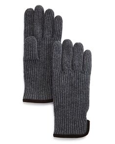 Замшевые ребристые перчатки с отделкой The Men&apos;s Store at Bloomingdale&apos;s, цвет Gray