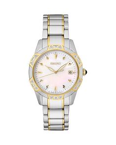Часы с бриллиантами, 33 мм Seiko Watch, цвет White