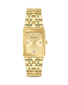 Часы Futuro Quadra с золотистым браслетом и звеньями, 20 x 32 мм Bulova, цвет Gold