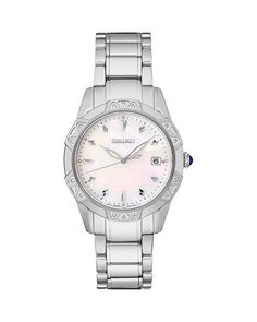 Часы с бриллиантами, 33 мм Seiko Watch, цвет White