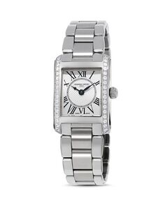 Классические часы Carree с бриллиантами, 23 x 21 мм Frederique Constant, цвет Silver