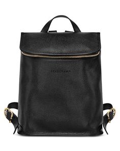 Ле Фулон&amp;;eacute; Кожаный рюкзак с молнией сверху Longchamp, цвет Black
