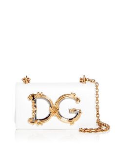 Сумка для телефона DG для девочек из телячьей кожи Dolce &amp; Gabbana, цвет White