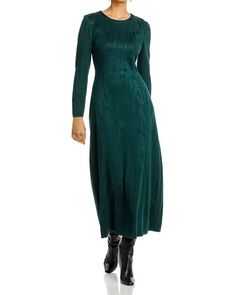 Жаккардовое трикотажное платье макси Misook, цвет Green