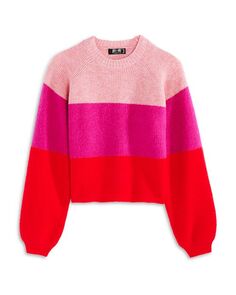 Трехцветный свитер с круглым вырезом для девочек, для маленьких детей, для больших детей AQUA, цвет Pink
