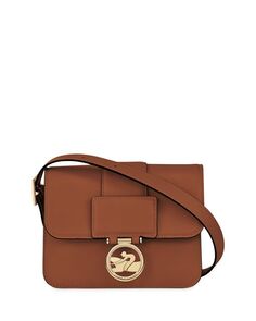 Маленькая кожаная сумка через плечо Box-Trot Longchamp, цвет Brown