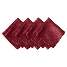 Жаккардовые дамасские салфетки Elrene Barcelona, набор из 4 шт. Elrene Home Fashions, цвет Red