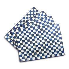 Салфетки Royal Check с пробковой спинкой, набор из 4 шт. Mackenzie-Childs, цвет Blue