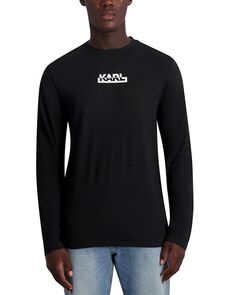 Классическая футболка узкого кроя с длинными рукавами и логотипом KARL LAGERFELD PARIS, цвет Black