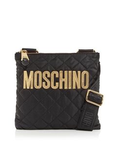 Стеганая нейлоновая сумка через плечо Moschino, цвет Black