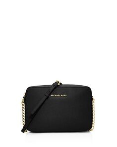 Большая сумка через плечо из сафьяновой кожи Jet Set Michael Kors, цвет Black