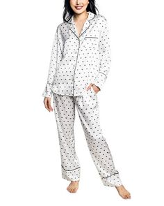 Шелковый цвет White пижамный комплект в стиле модерн Petite Plume, цвет White