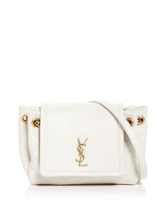 Стеганая кожаная сумка через плечо Mini Nolita Saint Laurent, цвет Ivory/Cream