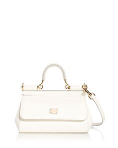 Маленькая сумка Sicily из телячьей кожи Dauphine Dolce &amp; Gabbana, цвет White