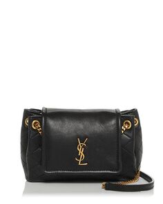 Стеганая кожаная сумка через плечо Mini Nolita Saint Laurent, цвет Black