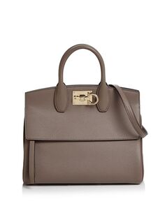 Salvatore Studio Bag Маленькая кожаная сумка-портфель Ferragamo, цвет Gray