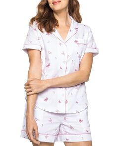 Классический пижамный комплект с шортами Butterfly Petite Plume, цвет White