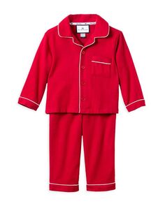 Красный фланелевой пижамный комплект унисекс Petite Plume, цвет Red