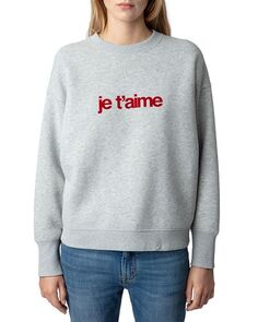 Толстовка Oscarpmo je t&apos;aime Zadig &amp; Voltaire, цвет Gray