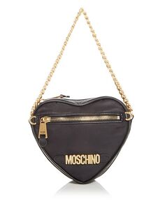 Нейлоновая сумка через плечо в форме сердца Moschino, цвет Black