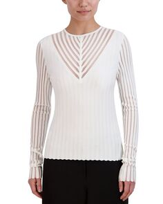 Прозрачный пуловер-свитер BCBGMAXAZRIA, цвет White