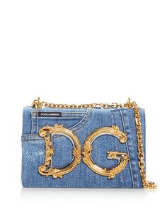 Сумка DG Girls из денима в стиле пэчворк &amp;; Однотонная телячья кожа Dolce &amp; Gabbana, цвет Blue