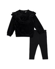 Велюровый спортивный костюм с рюшами для девочек – для малышей Splendid, цвет Black