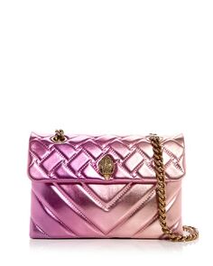 Маленькая стеганая кожаная сумка Kensington металлизированного цвета KURT GEIGER LONDON, цвет Pink