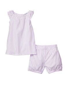 Короткий комплект Amelie French Ticking лавандового цвета для девочек — Baby, Little Kid, Big Kid Petite Plume, цвет Purple