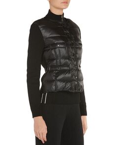 Стеганый кардиган спереди Moncler, цвет Black