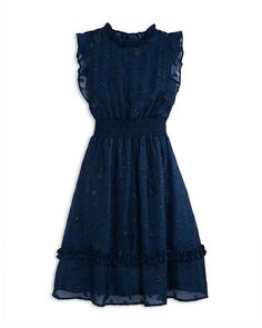 Платье металлик для девочек AQUA, цвет Blue