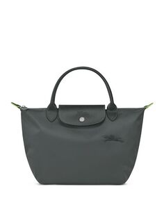 Маленькая зеленая сумка-тоут Le Pliage из переработанного нейлона с ручкой сверху Longchamp, цвет Gray