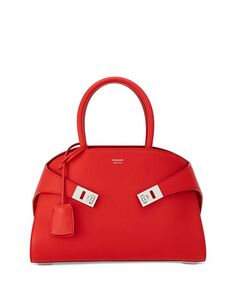 Кожаная сумка Hug с верхней ручкой Ferragamo, цвет Red