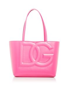 Кожаная сумка-тоут с логотипом Dolce &amp; Gabbana, цвет Pink