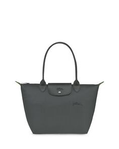 Зеленая сумка через плечо Le Pliage среднего размера из переработанного материала Longchamp, цвет Gray