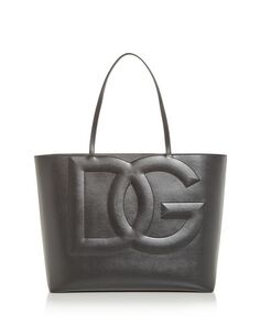 Большая кожаная сумка-тоут с логотипом Dolce &amp; Gabbana, цвет Black
