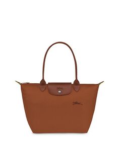 Зеленая сумка через плечо Le Pliage среднего размера из переработанного материала Longchamp, цвет Brown