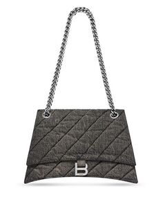 Стеганая сумка-цепочка Crush среднего размера Balenciaga, цвет Gray
