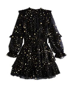 Платье для девочек с металлическими звездами для девочек – Little Kid, Big Kid AQUA, цвет Black