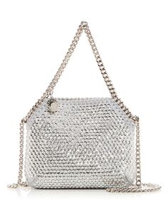 Миниатюрная сумка через плечо Falabella из кристаллической сетки Stella McCartney, цвет Silver