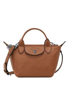 Очень маленькая кожаная сумка Le Pliage Xtra с верхней ручкой Longchamp, цвет Brown