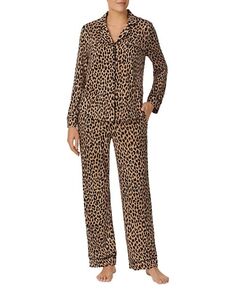 Длинный пижамный комплект с животным принтом kate spade new york, цвет Brown